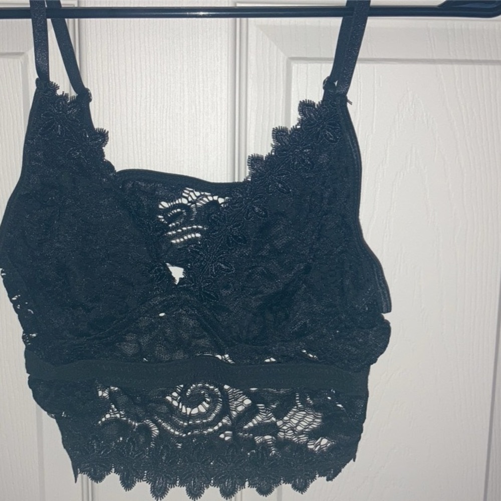 Black lace crop top